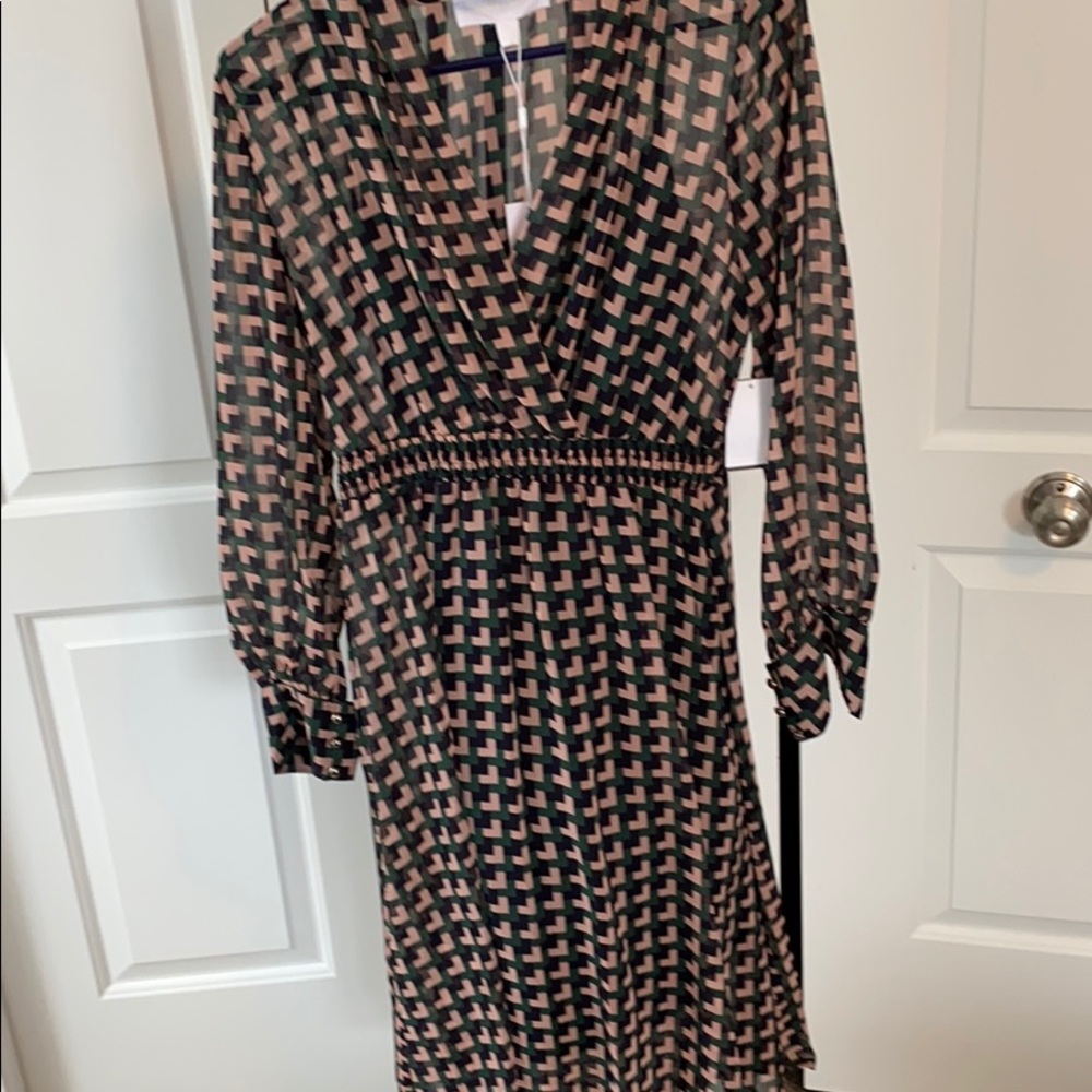 Tessellated patterned faux wrap dress